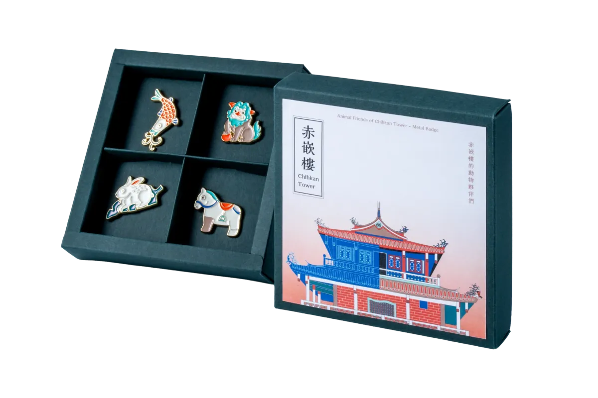 赤嵌樓的動物夥伴們金屬胸章禮盒組