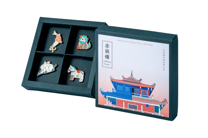 赤嵌樓的動物夥伴們金屬胸章禮盒組
